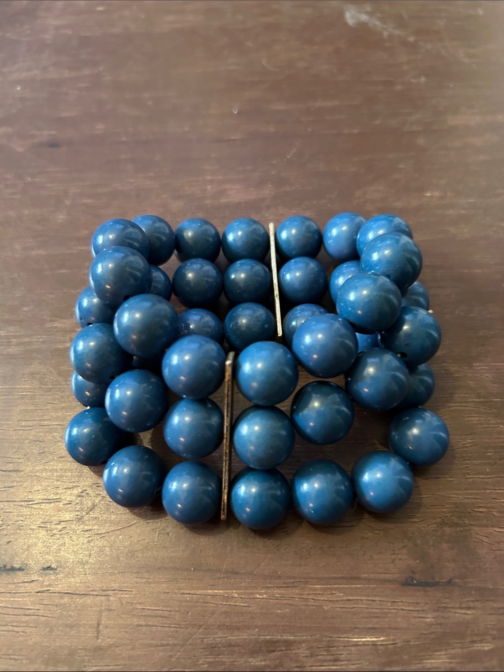 Classic Blue Beaded Stretch Bracelet for Women